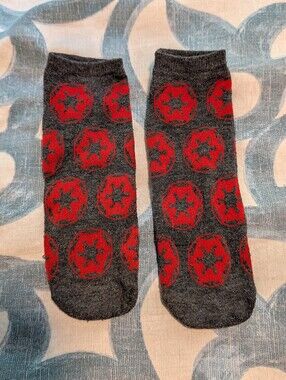 Star Wars Men's Gray Socks with Red Imperial Crest Pattern